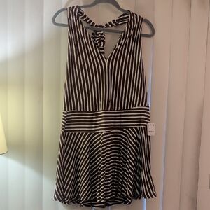 Dark Red and White Stripe Free People Halter Dress